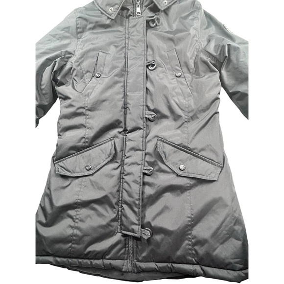 Madden Girl Black Hooded Winter Coat Jacket Faux Fur Trim Size S/P - Picture 3 of 15